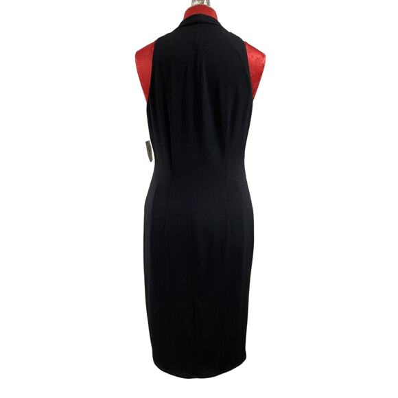Anne Klein size 6 cocktail dress black scoop neck sleeveless classic sheath NEW - Picture 4 of 8